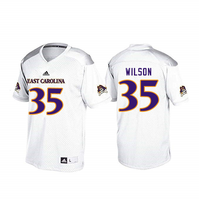 Men #35 Jireh Wilson ECU Pirates College Football Jerseys Sale-White